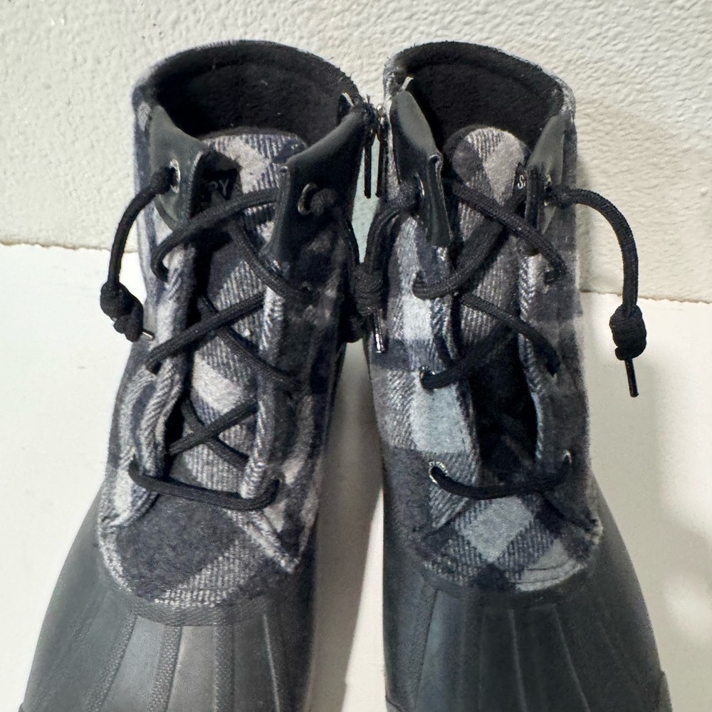 SPERRY Syren Gulf Duck Boots black multi checkered size 9 - Picture 4 of 13